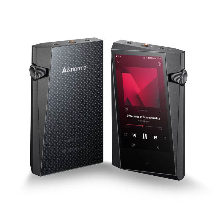 Astell&amp;Kern SR35 player 3 quarter front and back over white background