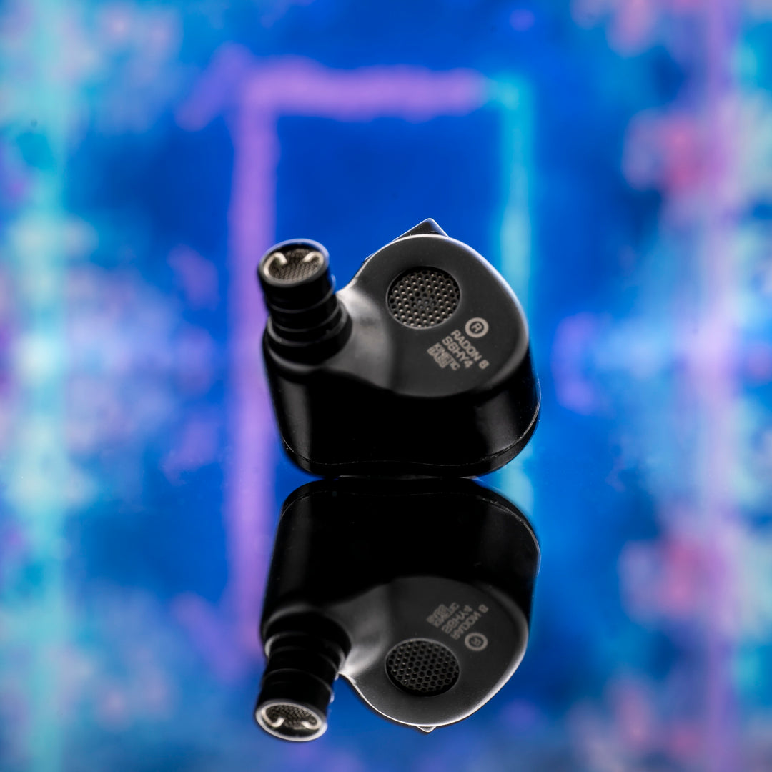 FiR Audio Radon 6 right earphone rear over bright background