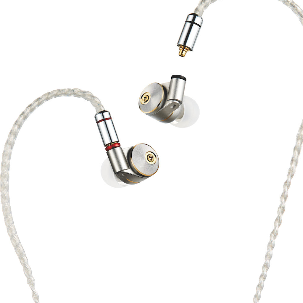 Ucotech RE-2 earphones with cable over white background