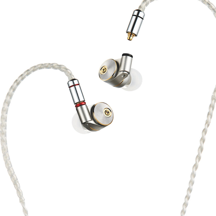 Ucotech RE-2 earphones with cable over white background